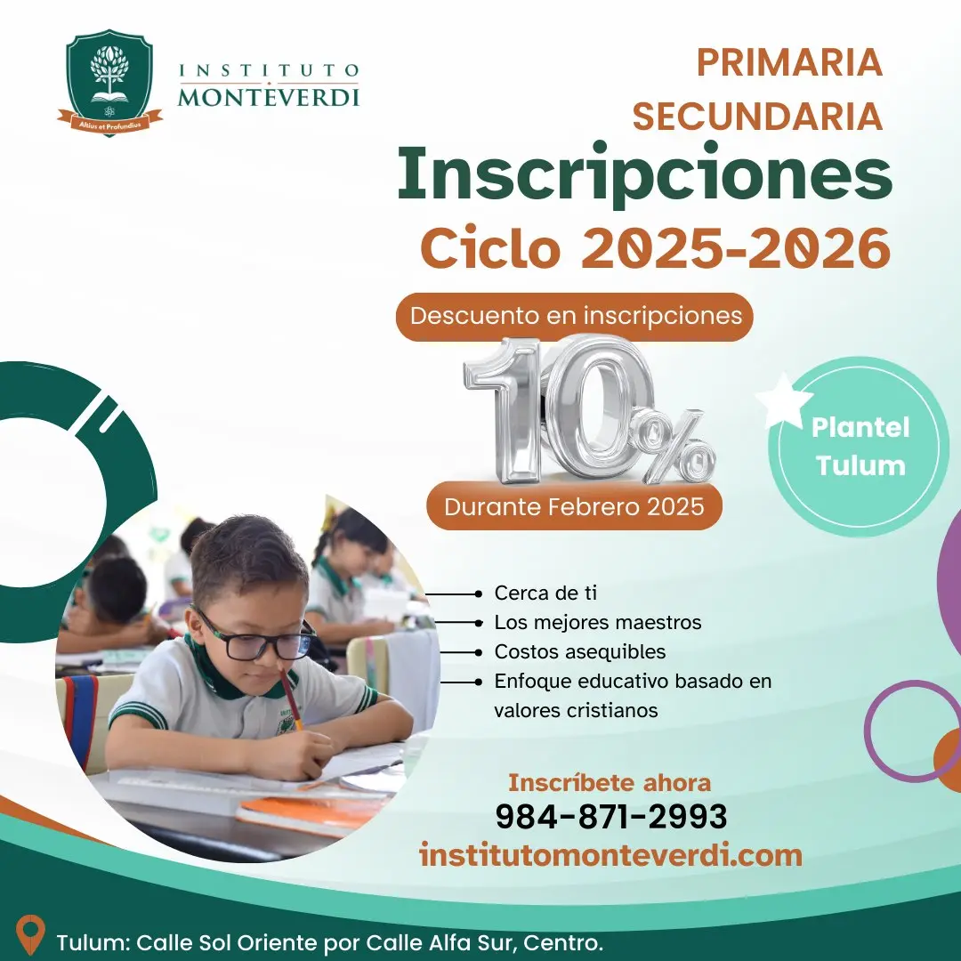 Inscripciones Instituto Vittorio Monteverdi - Plantel Tulum